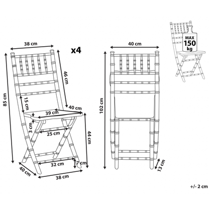 4 Pack Folding Chairs Beechwood Silver Finish