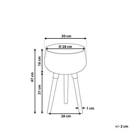 Plant Stand Black Iron Wood Legs 30 x 30 x 47cm UVResistant