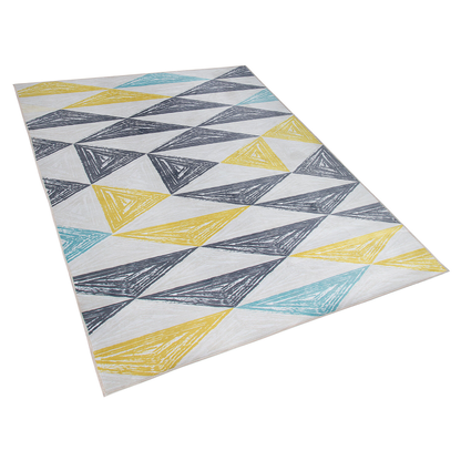 Name Grey Yellow Printed Geometric Area Rug 160 x 230 Low Pile