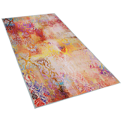 Multicolour Abstract Area Rug 80 x 150cm Polyester Rubber Back