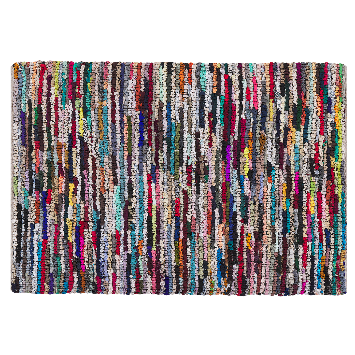 Rag Rug Multicolor Cotton 140 x 200 Hand Woven Rectangular Oriental Boho