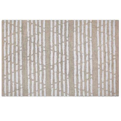 Hand Woven Shaggy Beige Cotton Area Rug 120 x 180cm Boho Bedroom Floor Decor