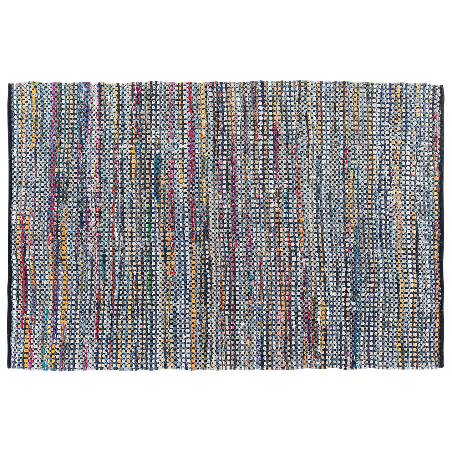 Area Rag Rug Hand Woven Blue Cotton 140 X 200cm Rectangular Boho Decor Rug Soft Textured Surface For Living Room