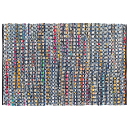 Area Rag Rug Hand Woven Blue Cotton 140 X 200cm Rectangular Boho Decor Rug Soft Textured Surface For Living Room