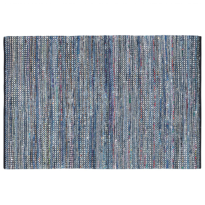Area Rag Rug Blue Cotton Hand Woven Rectangular 160 x 230cm
