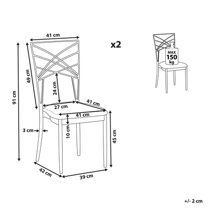 Home 2-Piece Dining Chairs Rose Gold Metal Faux Leather White Seat Pad Accent Industrial Glam