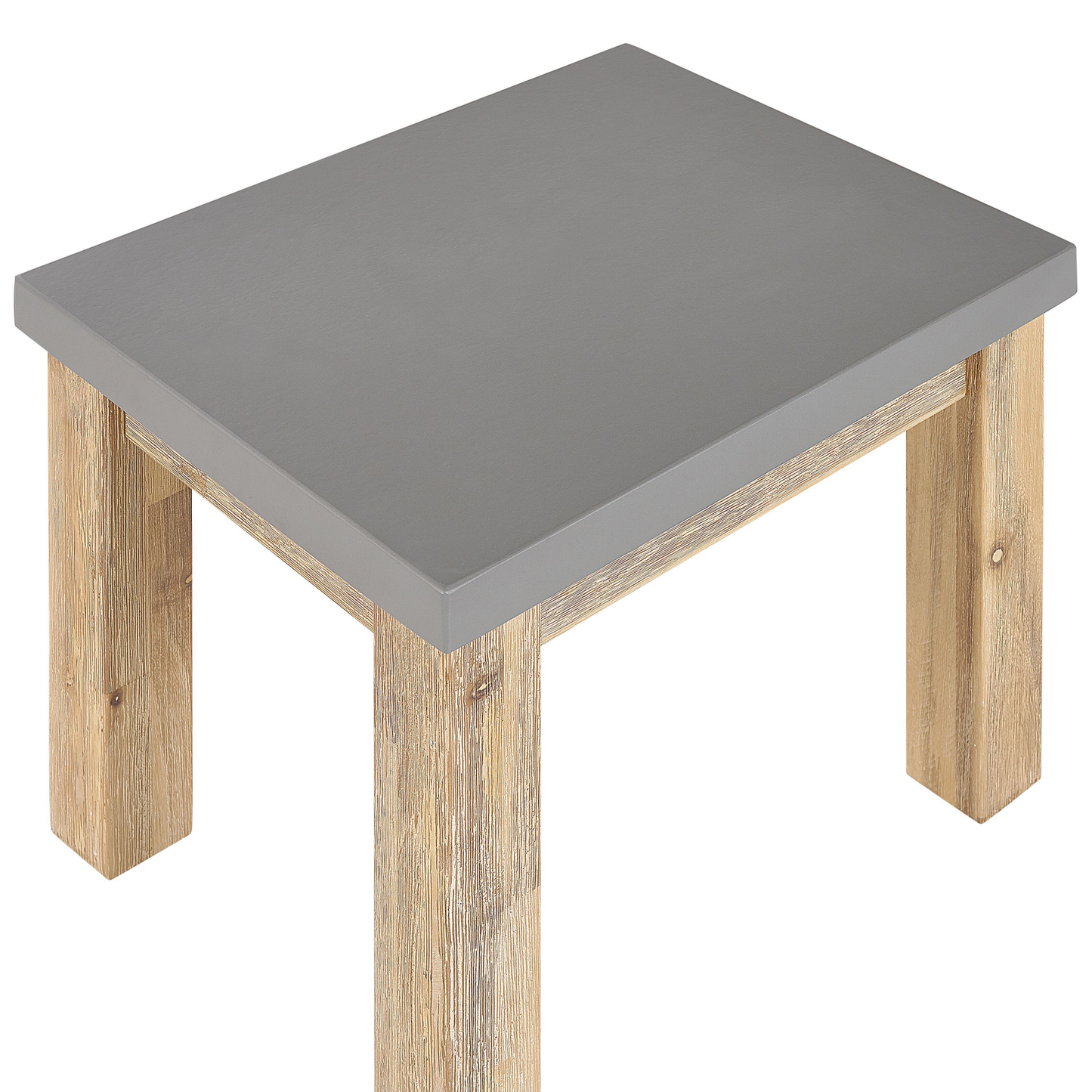 Outdoor Garden Stools Set Of 2 Grey Fibre Cement Seats With Light Acacia Wood Base