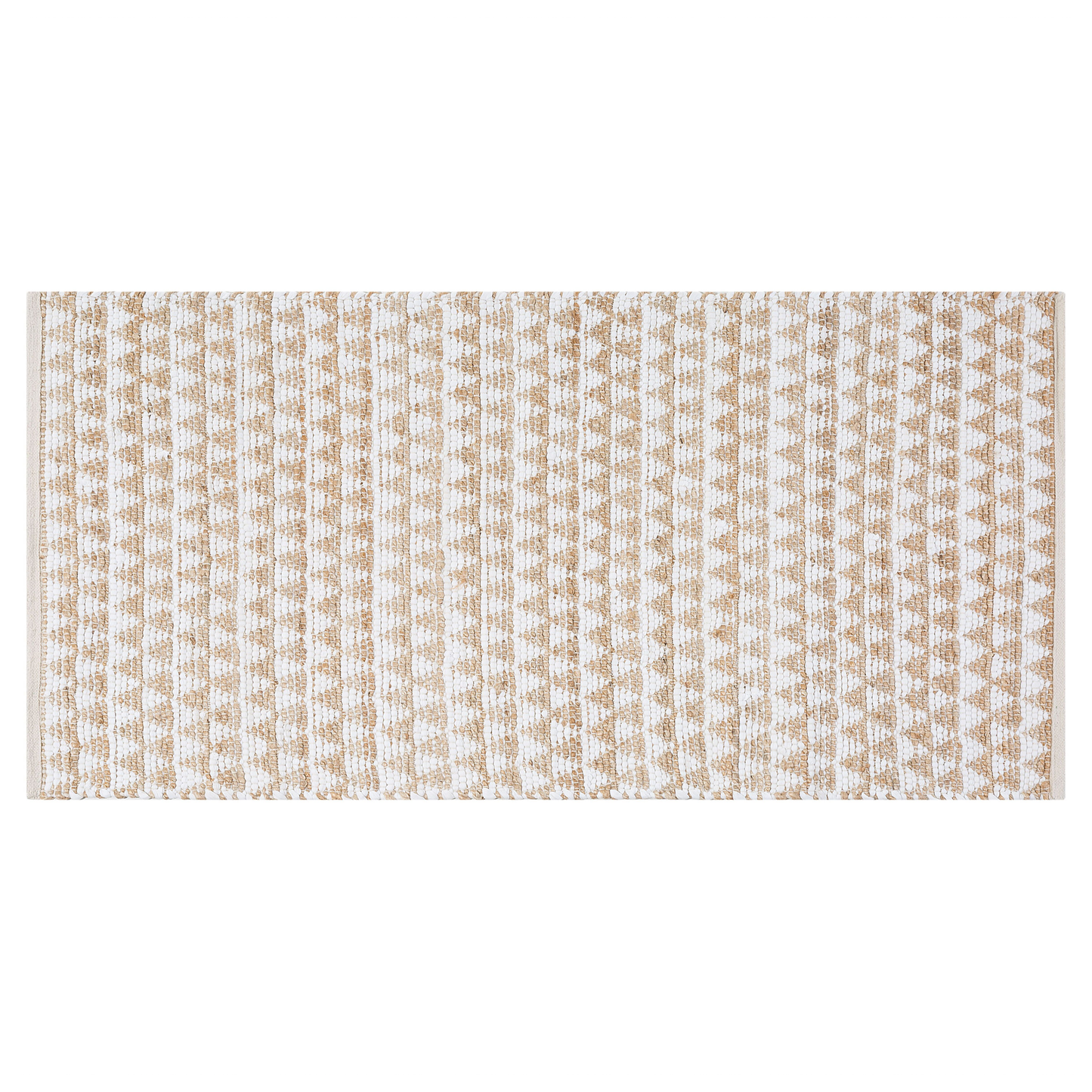Beige Jute Cotton Rug 80 x 150cm Hand Woven Geometric