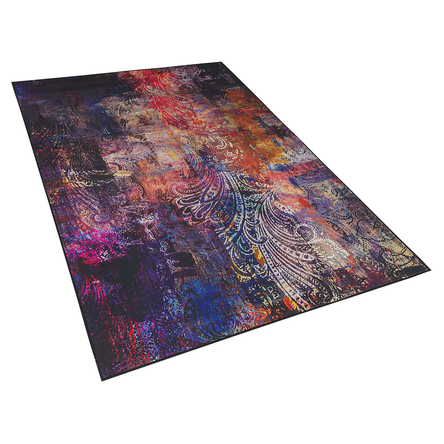 Multicolour Paisley Rug 140 x 200cm Polyester Rubber Backing
