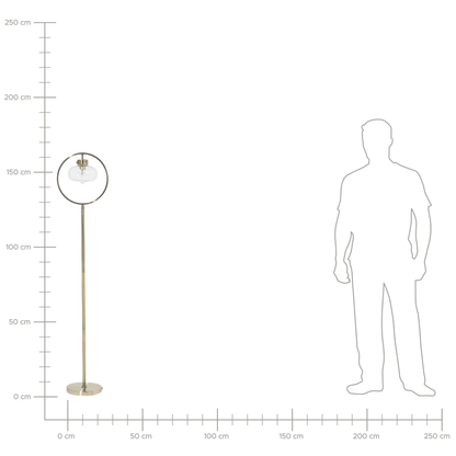 Brass Floor Lamp 165cm Golden Metal Open Geometric Shade Naked Bulb for Modern Interiors