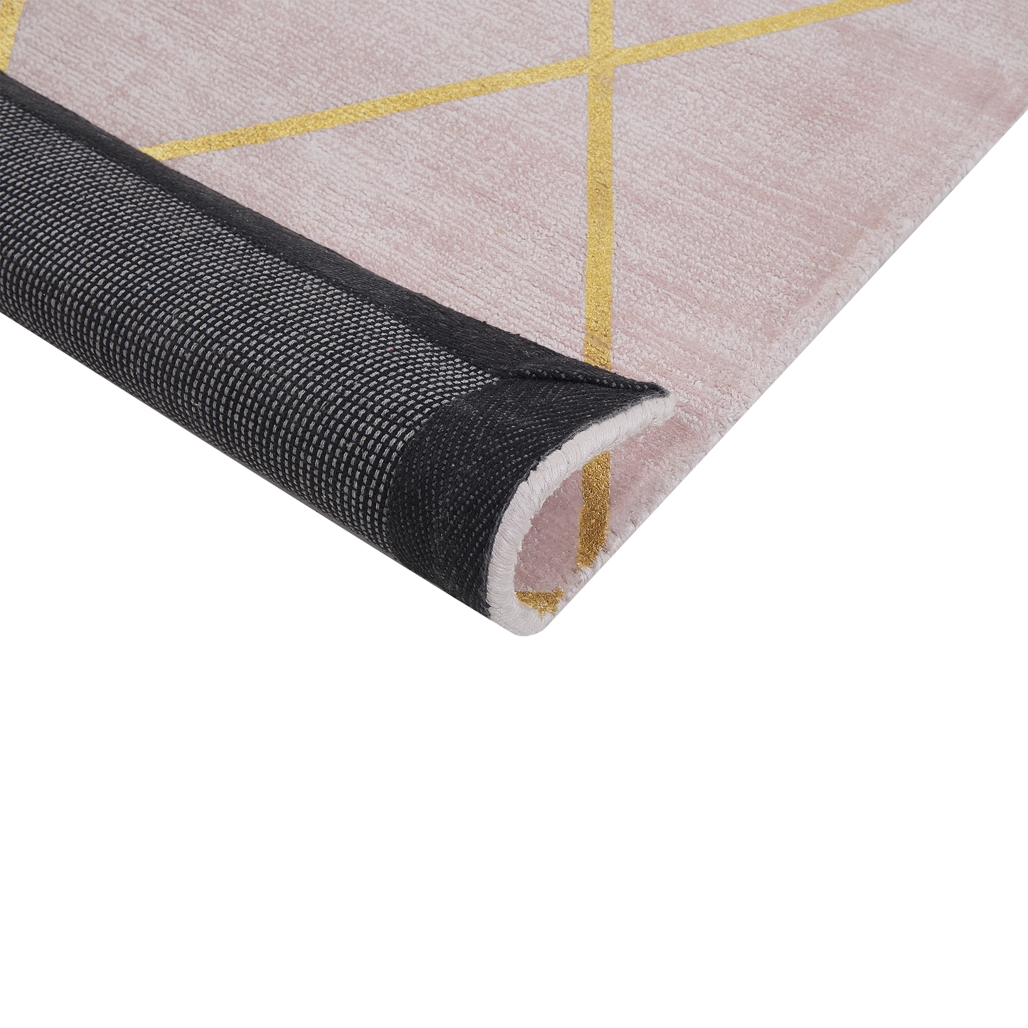 Pink Gold Geometric Area Rug 80 X 150cm Viscose