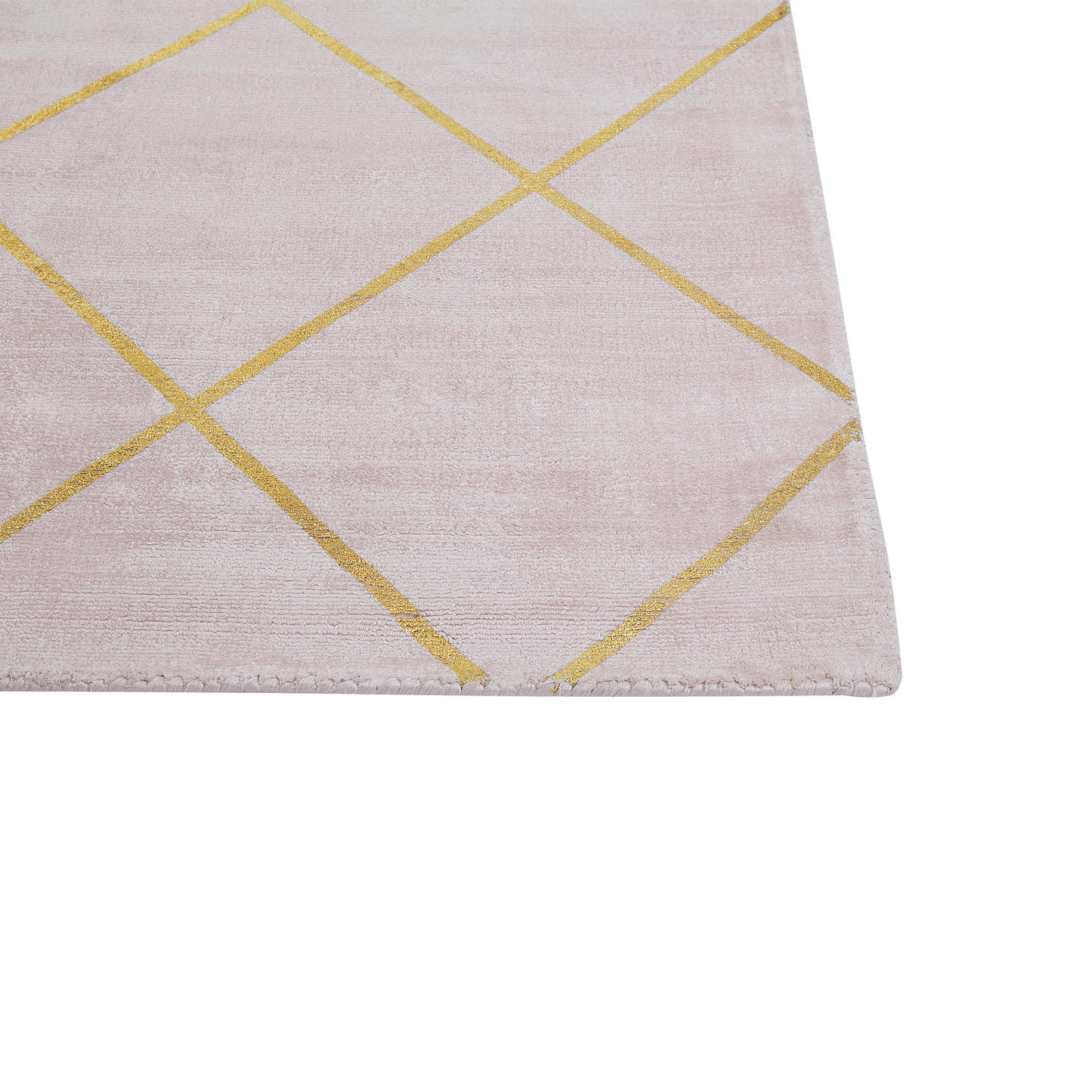 Pink Gold Geometric Area Rug 80 X 150cm Viscose