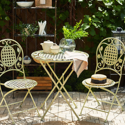 Garden Bistro Light Green Iron Foldable Round Table 70cm Outdoor