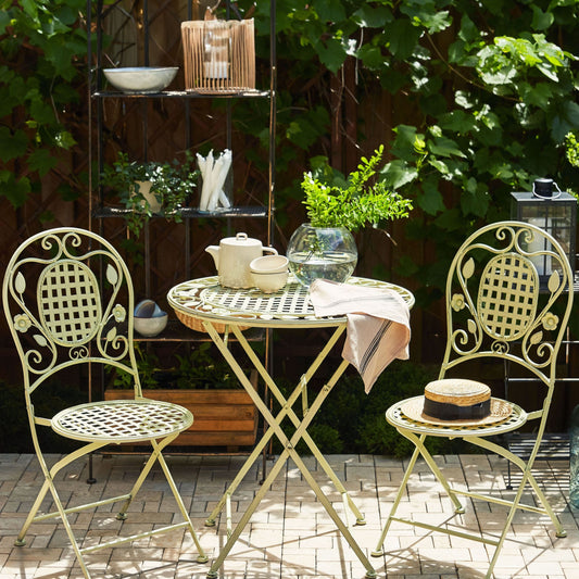 Light Green Garden Chairs Set of 2 Foldable Iron Finish