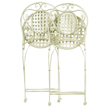 Light Green Garden Chairs Set of 2 Foldable Iron Finish