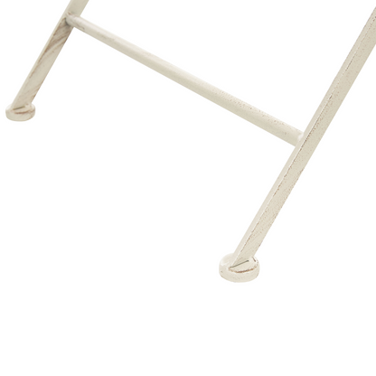 Provence Round 90cm Off White Iron Foldable Table Distressed Finish For Outdoor Use