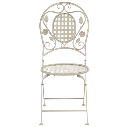 Provencal Co Garden Chair Set 2 Distressed Off White Foldable Iron