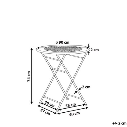 Provence Round 90cm Off White Iron Foldable Table Distressed Finish For Outdoor Use