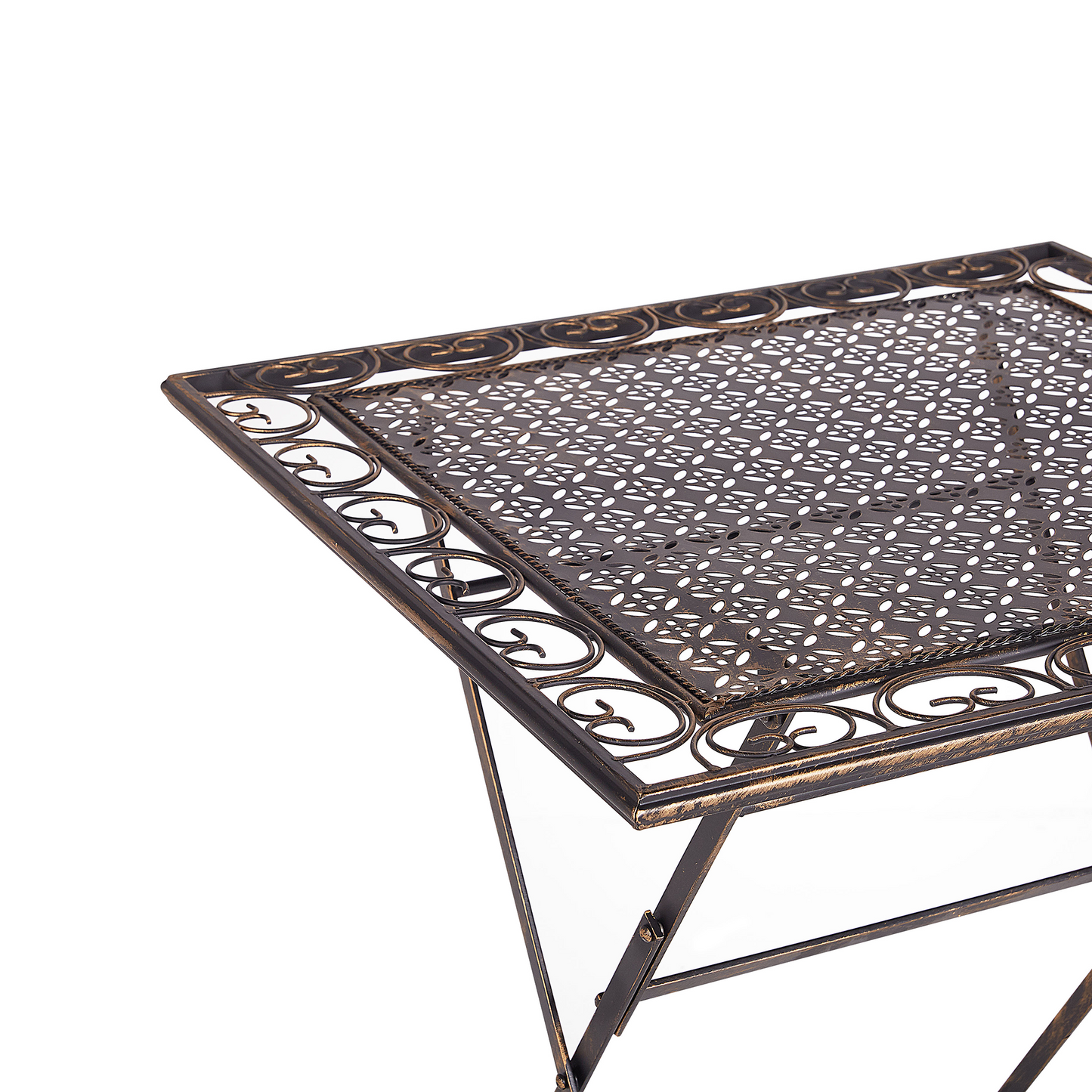 Bistro Table Black Iron Foldable Distressed 70cm Square