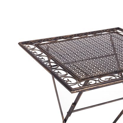 Bistro Table Black Iron Foldable Distressed 70cm Square
