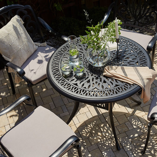 Garden Dining Table Aluminium Round 90cm Black Vintage