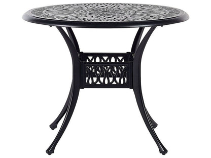 Garden Dining Table Aluminium Round 90cm Black Vintage