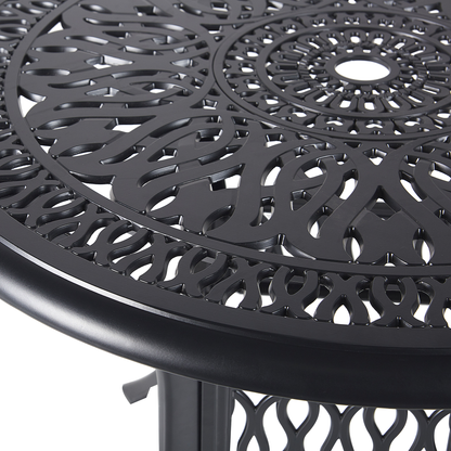 Garden Dining Table Aluminium Round 90cm Black Vintage