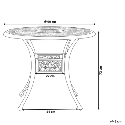 Garden Dining Table Aluminium Round 90cm Black Vintage