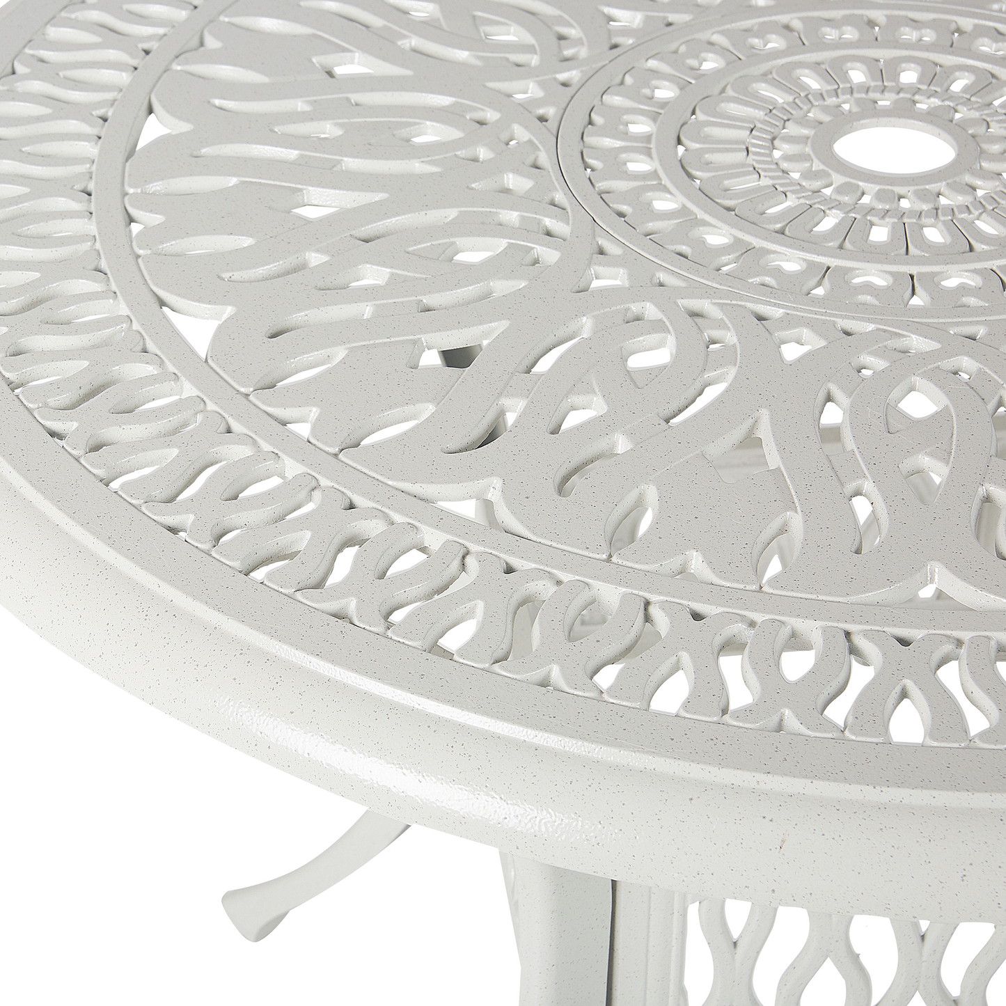 Garden Dining Table Off White Aluminium Round 90cm Vintage