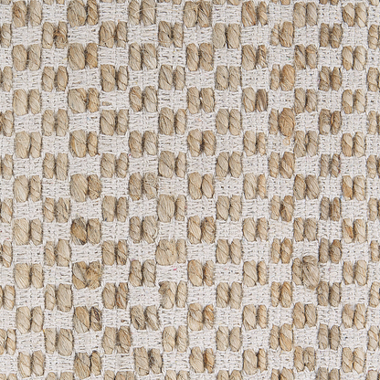 Beige Jute Cotton Area Rug 140 x 200cm Fringed Handwoven