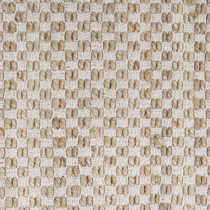 Beige Jute Cotton Area Rug 80 x 150 Fringed Handwoven