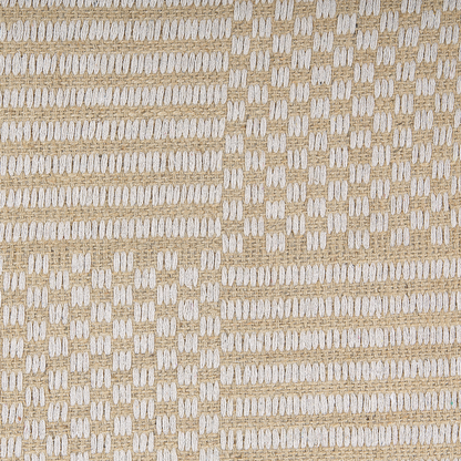 Hand Woven Beige Cotton Area Rug 140 X 200cm With Fringed Edges for Boho Living Rooms
