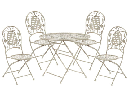Garden Dining Set Off White 4 Seater Foldable Table Chairs