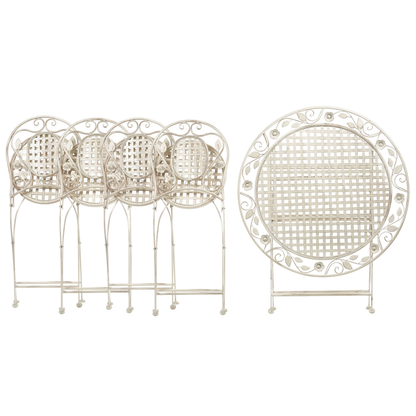 Garden Dining Set Off White 4 Seater Foldable Table Chairs