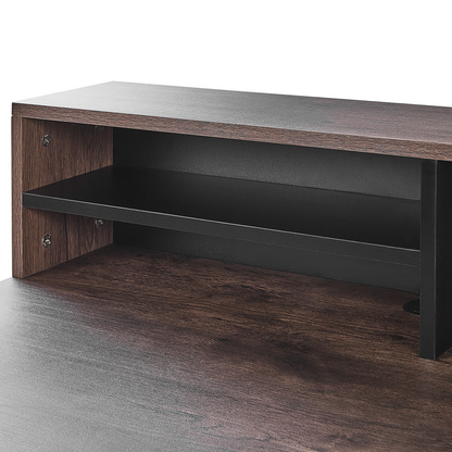 Elara Desk Dark Brown Top 100 x 50cm Black Metal Frame Shelves