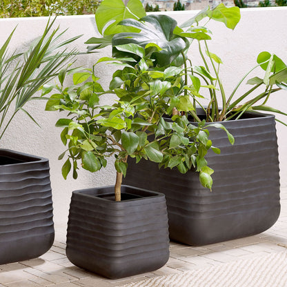 Large Black Polyresin Plant Pot 50 x 49cm UV Resistant