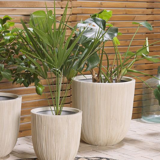 Beige Polyresin Tall Plant Pot 48 x 44cm Modern Minimalist