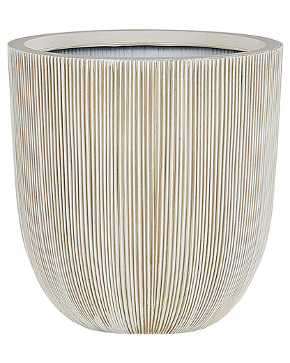 Beige Polyresin Tall Plant Pot 38 x 37cm Modern Outdoor