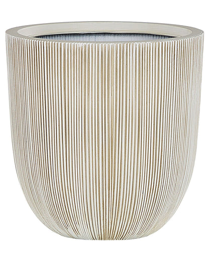 Beige Polyresin Tall Plant Pot 33 x 31cm Modern Minimalist Outdoor Indoor Decor Elegant