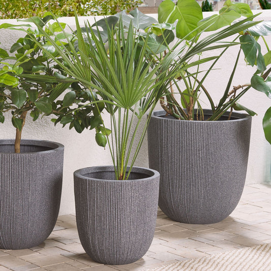 Grey Polyresin Tall Plant Pot 48 x 44cm