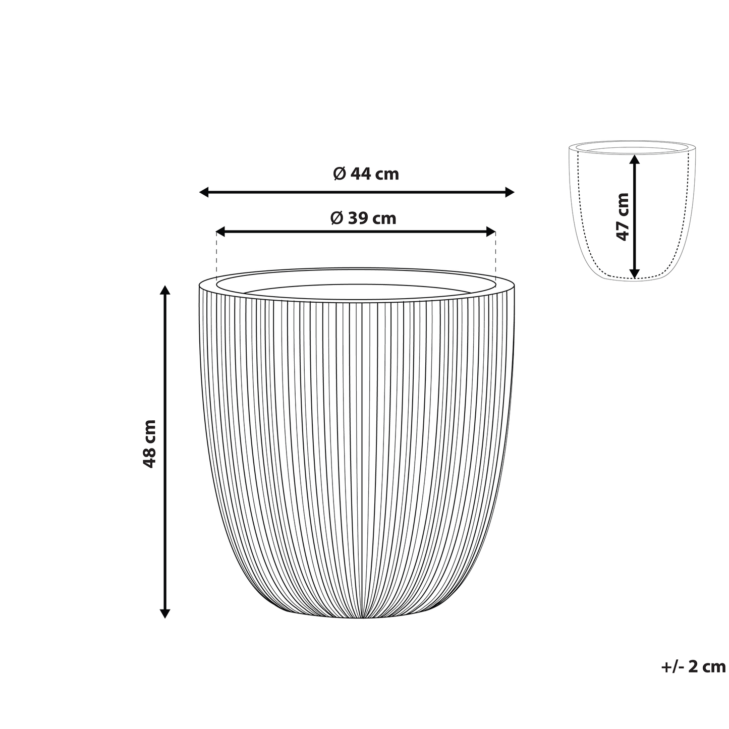 Grey Polyresin Tall Plant Pot 48 x 44cm