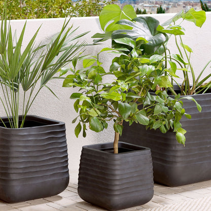 Black Polyresin Plant Pot Square 28 x 27cm UV Resistant
