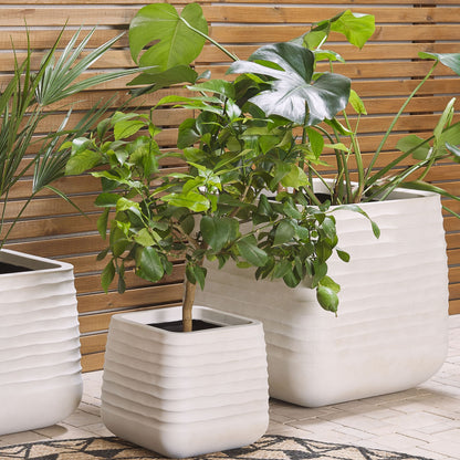 Large Polyresin Plant Pot Dirty White UVResistant 50 x 49cm