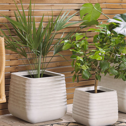 Dirty White Polyresin Square Plant Pot 38 x 37cm UVResistant
