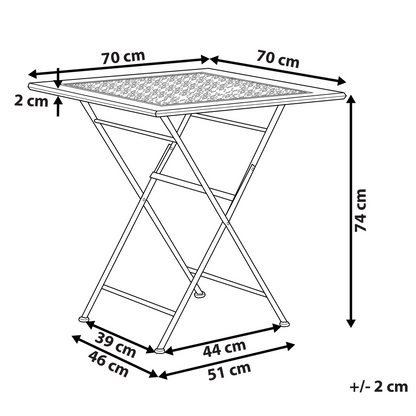 Bistro Table Black Iron Foldable Distressed 70cm Square