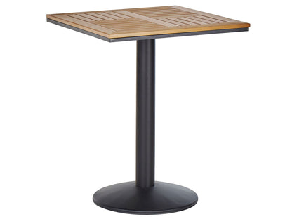 Garden Bistro Square Coffee Table 60 x 60cm Light Brown Black Metal