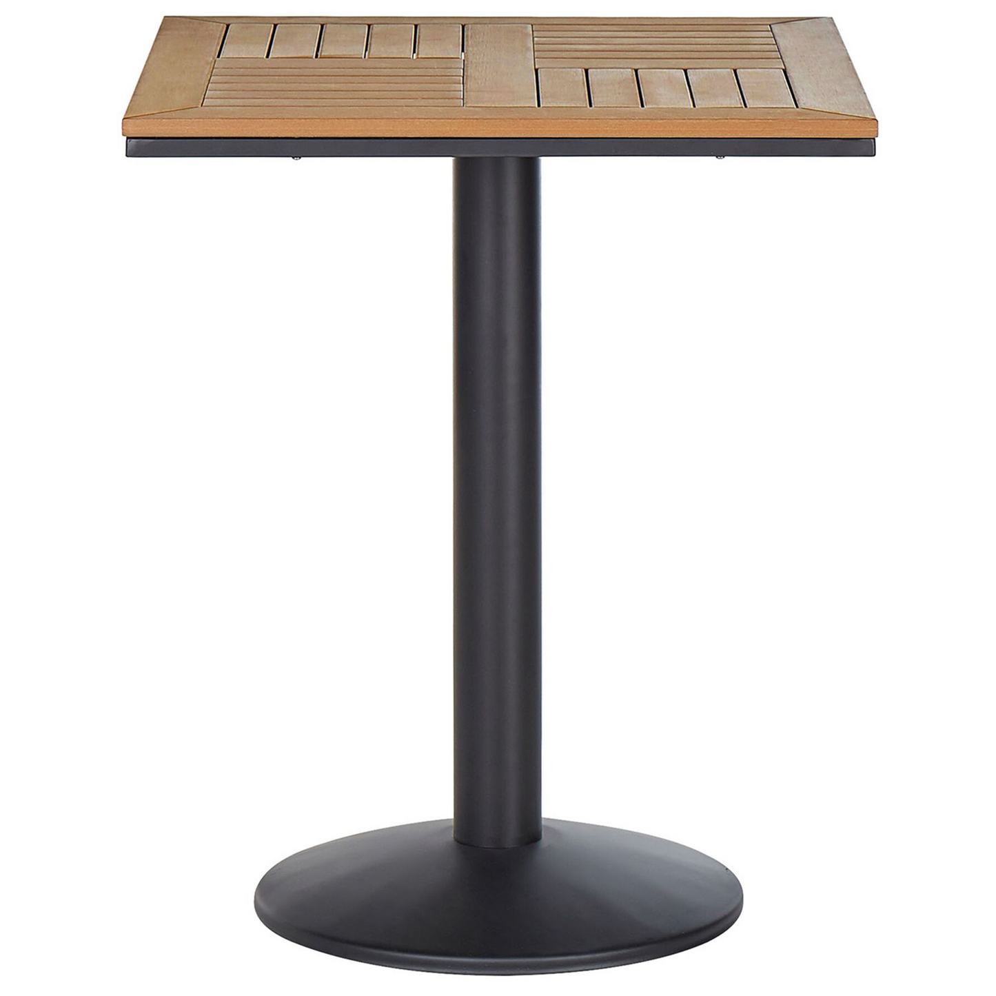 Garden Bistro Square Coffee Table 60 x 60cm Light Brown Black Metal