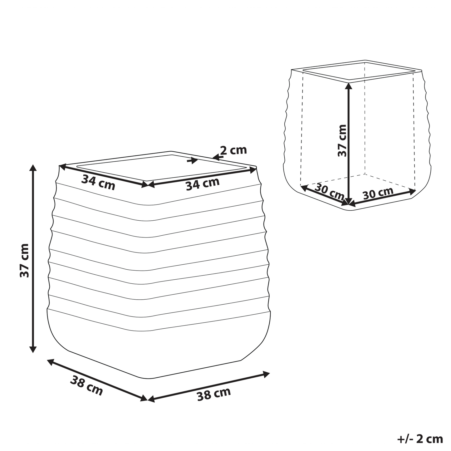 Dirty White Polyresin Square Plant Pot 38 x 37cm UVResistant