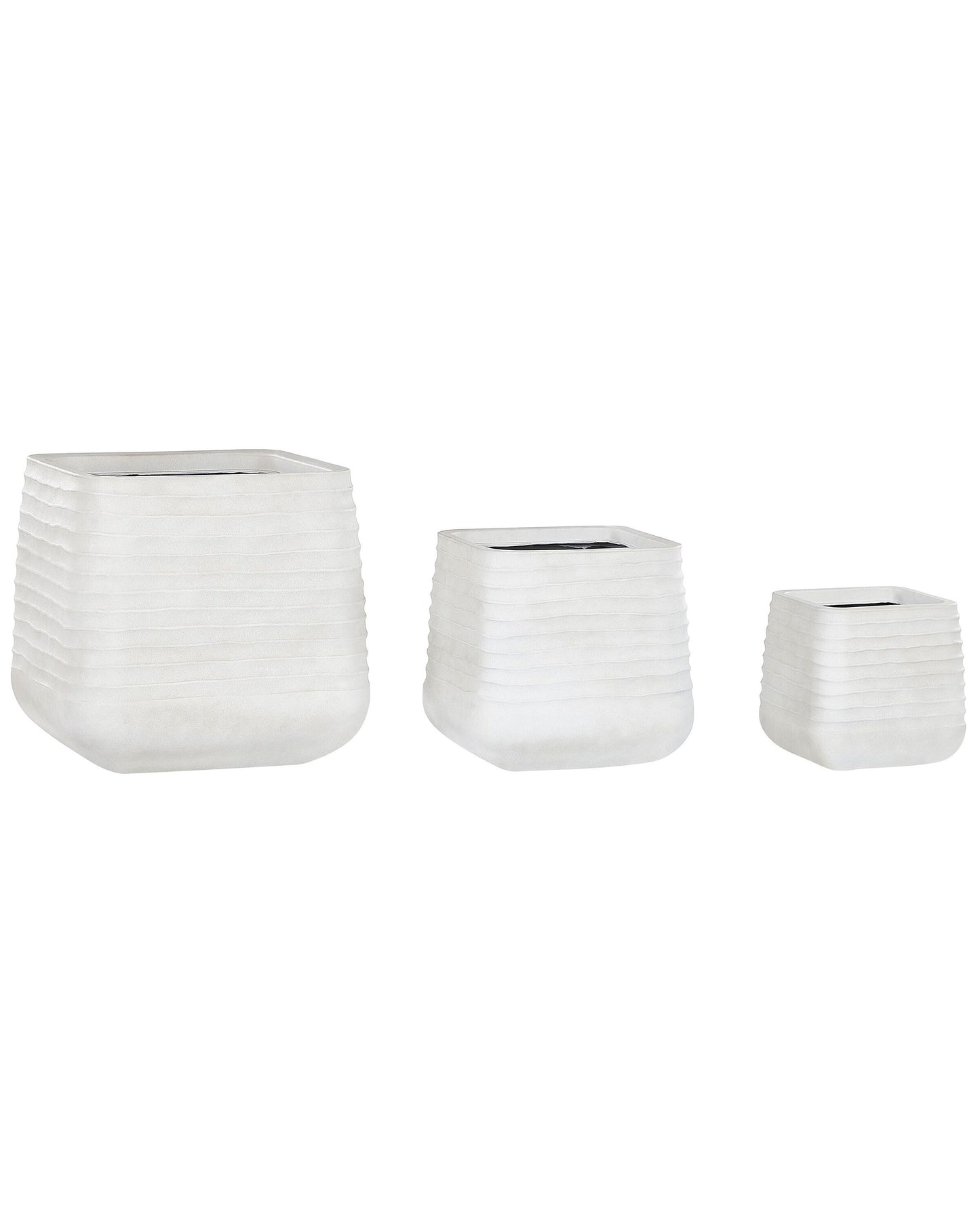 Set Of 3 Large Dirty White Polyresin Planters UV Resistant