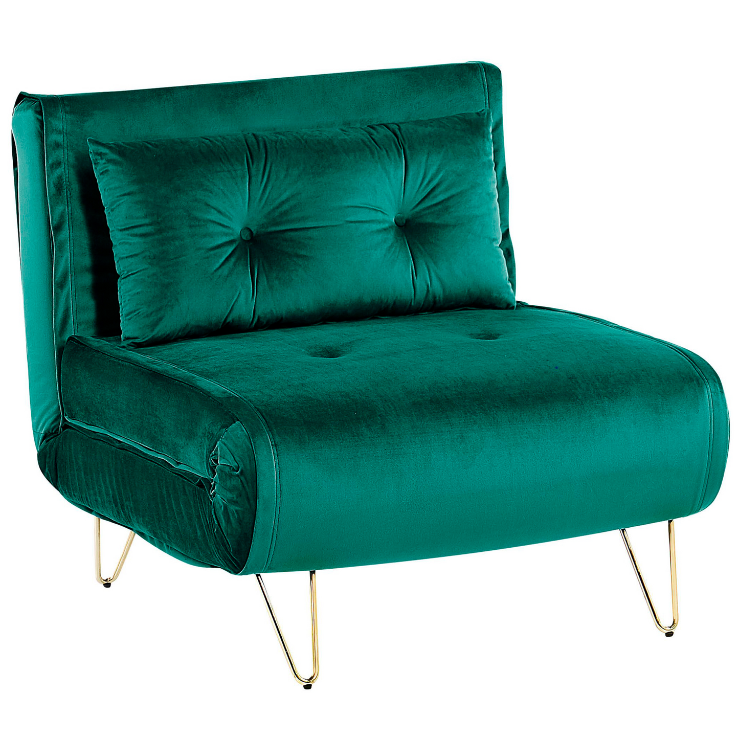 Velvet 1 Seater Armless Sofa Bed Dark Green Sleeper Gold Legs